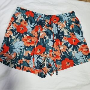 C&C California Tropical  Linen Shorts Elastic Waist Size Large